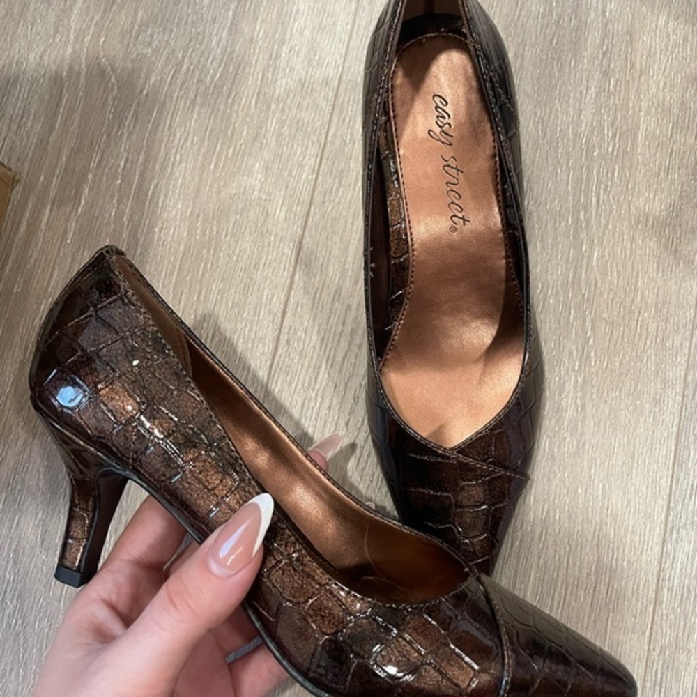 COPY - Easy Street Women's Brown Croc-Embossed Heels